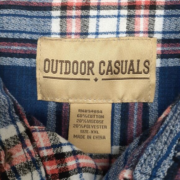Outdoor Casuals Boys Size XXL Blue/Pink Plaid Button Up Flannel Long Sleeve - Picture 2 of 7